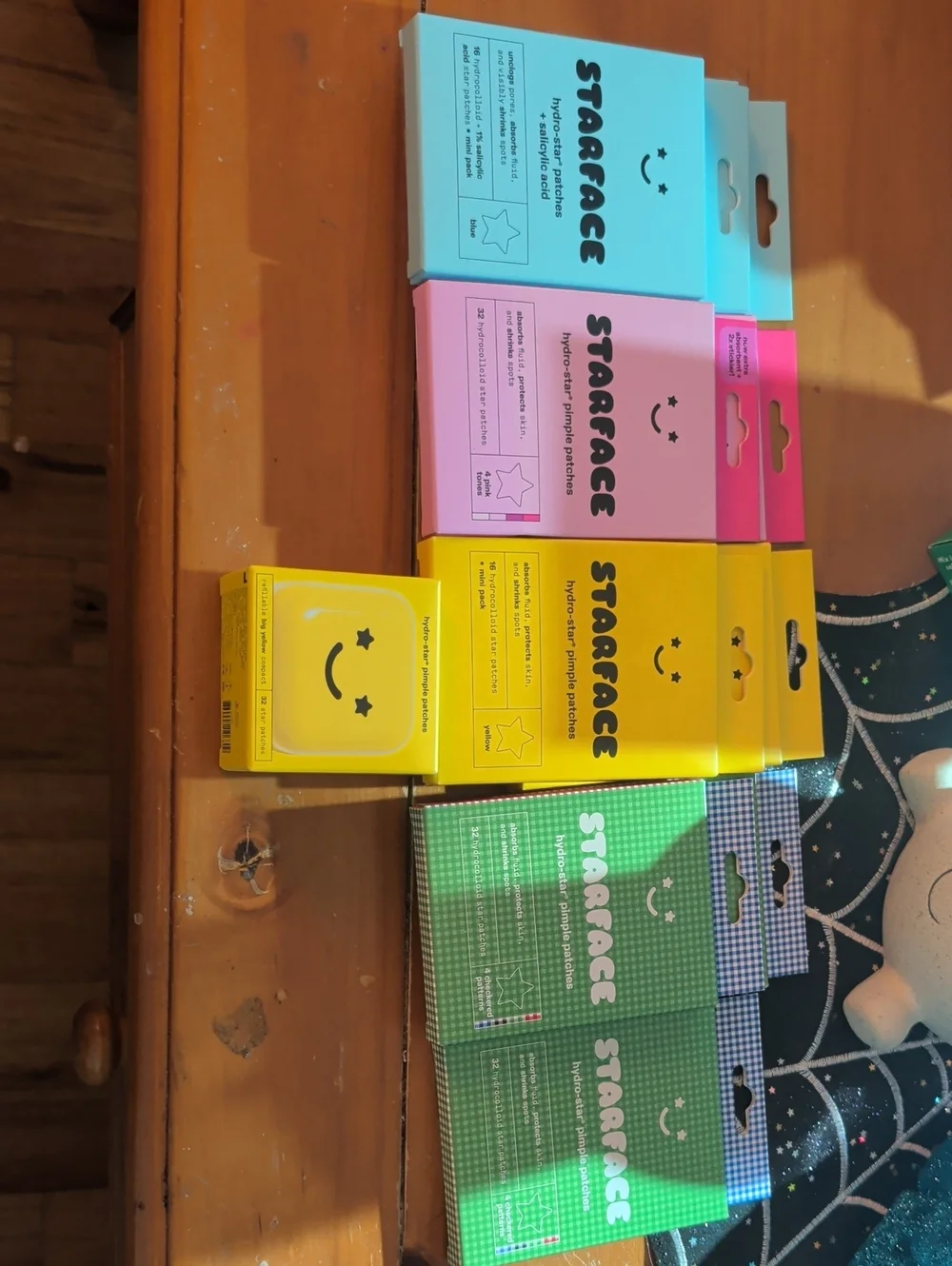 Nine Brand New Boxes Of Scarface Hydro Star Patches. One Refillable Compact